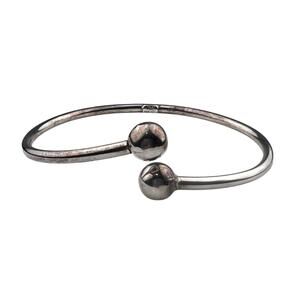 IXS Sterling Silver Bracelet Torque Cuff Ball End Caps Italy